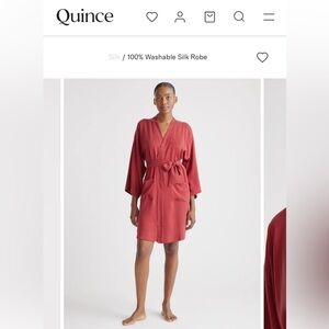 NWT Quince 100% Washable Silk Robe in Crimson M